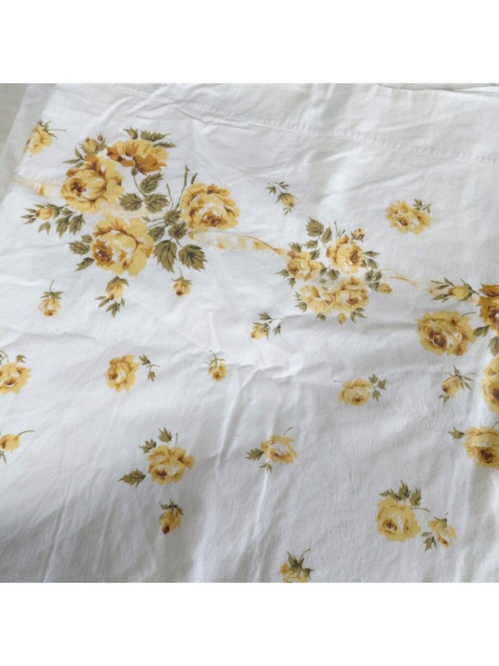 Vint Fieldcrest Twin Flat Sheet 72x108 Yellow Floral Percale Cotton USA Bedding